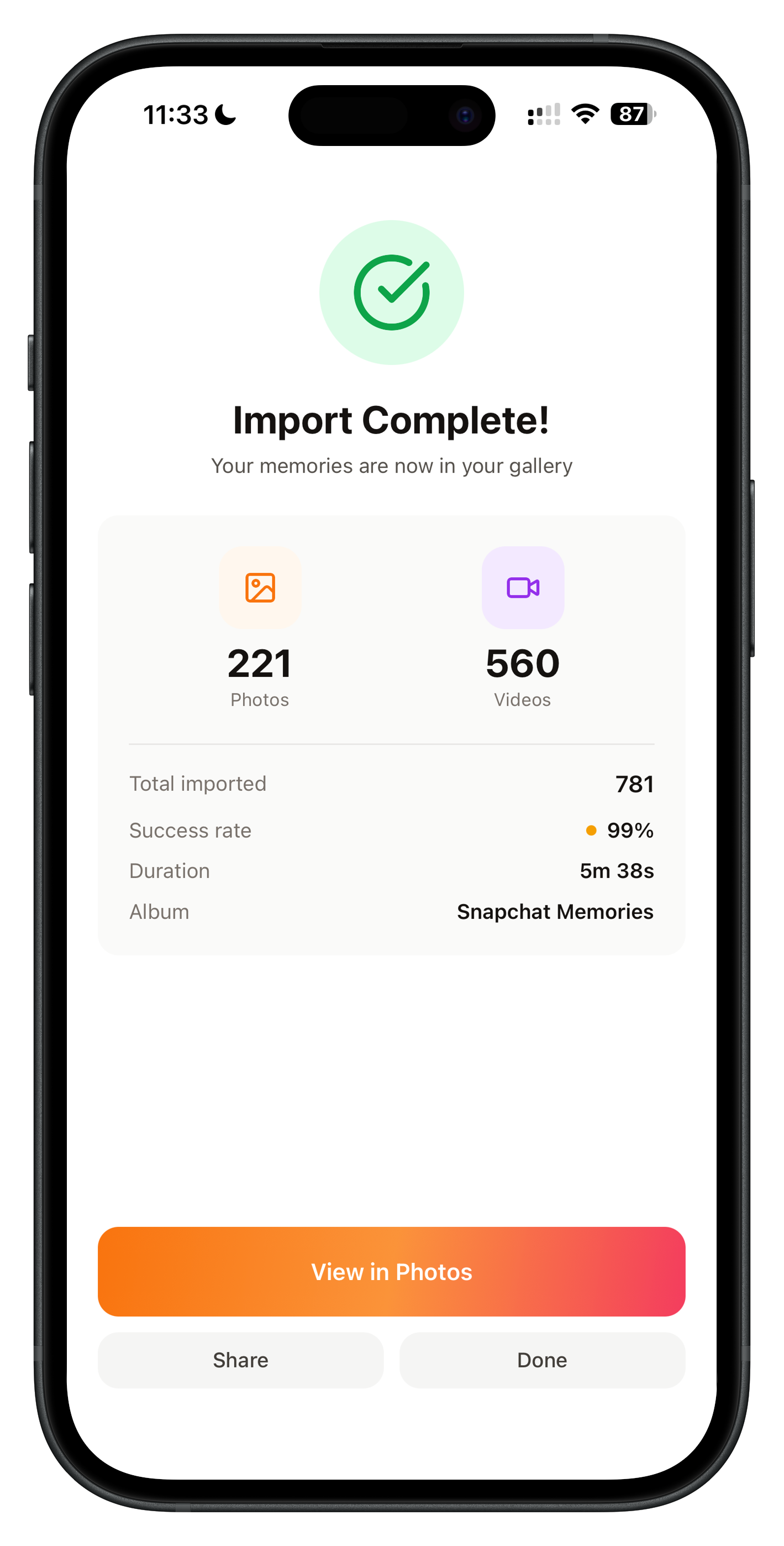 Import complete - 781 items imported